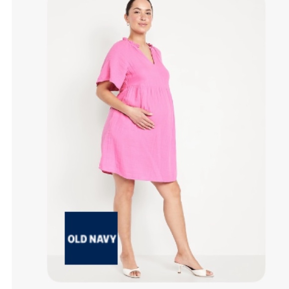 Old Navy Maternity Fuchsia Pink Crinkle Gauze Sleeveless Mini Dress Size M